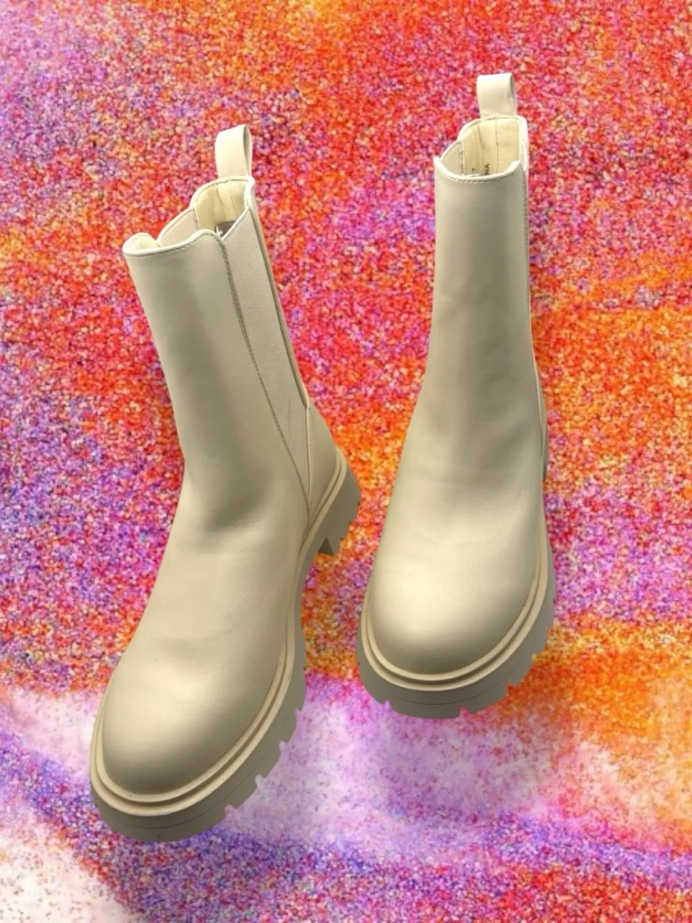 ASOS Off White Lug-Sole Chelsea Ankle Boots Size 7
